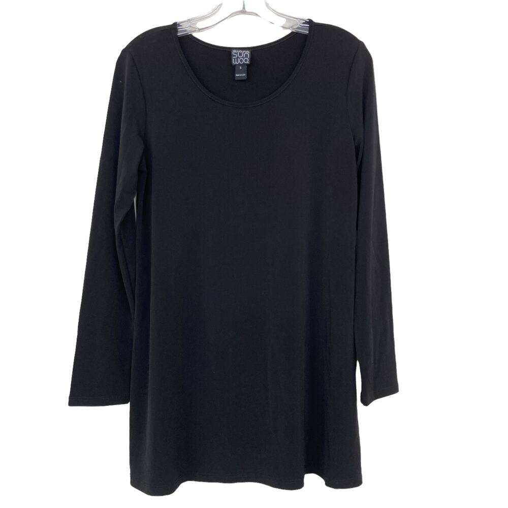 Clara SunWoo Black Long Sleeve Tunic Top Sz S